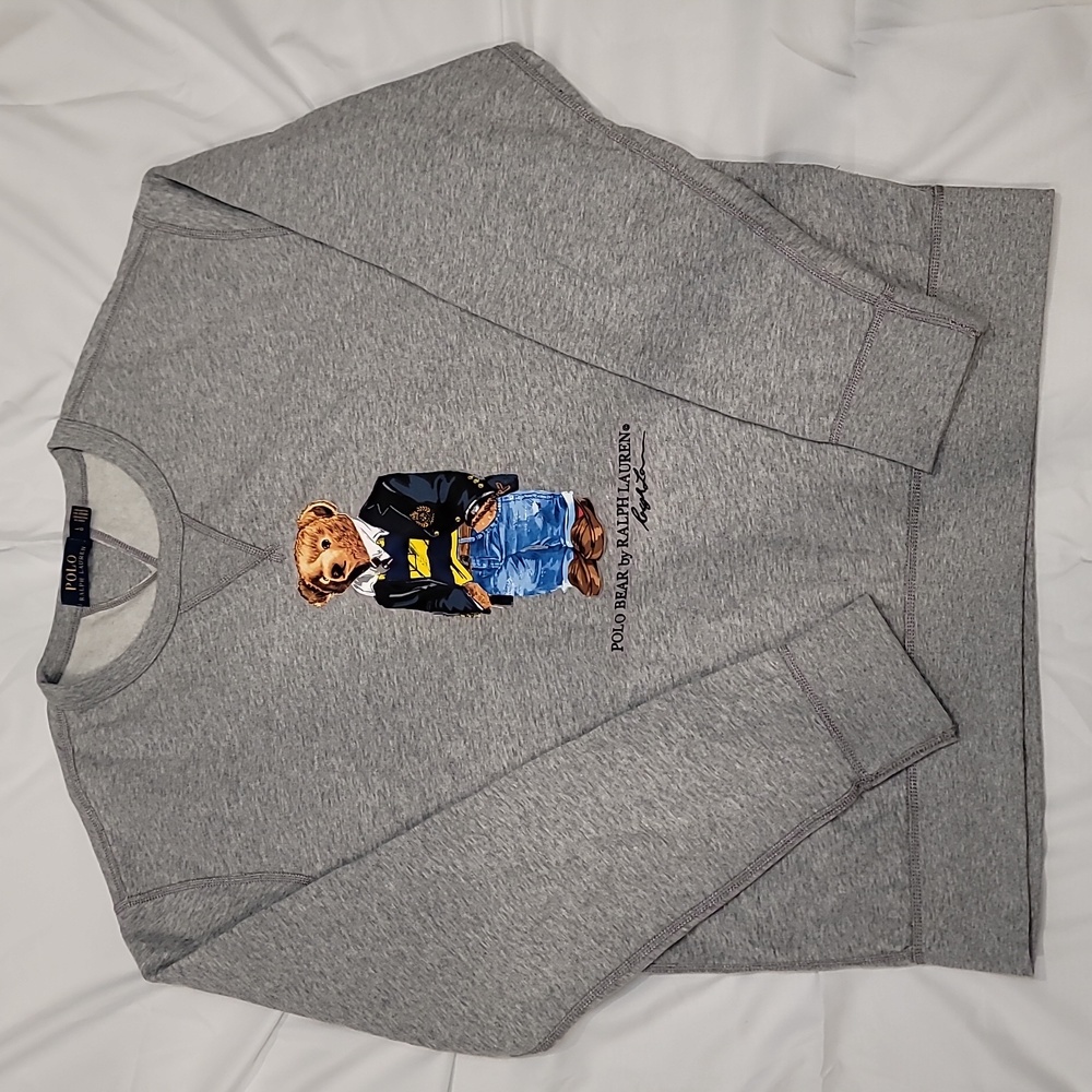Polo Bear by Ralph Lauren Fleece Sweatshirt Large Gray